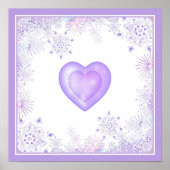 Lichte paarse sneeuwvlok & Glinsterend Hart Poster (Voorkant)