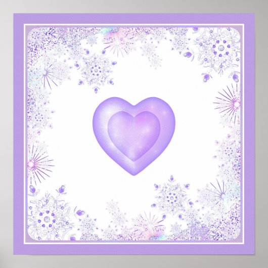 Lichte paarse sneeuwvlok & Glinsterend Hart Poster (Voorkant)