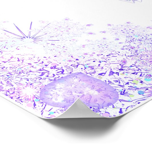 Lichte paarse sneeuwvlok & Glinsterend Hart Poster (Hoek)