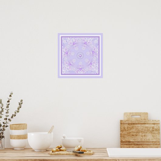 Lichte paarse sneeuwvlok & Glinsterend Hart Poster (Keuken)