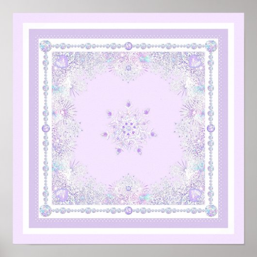 Lichte paarse sneeuwvlok & Glinsterend Hart Poster (Voorkant)