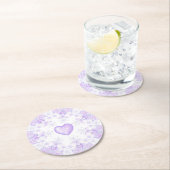 Lichte paarse sneeuwvlok & Glinsterend Hart Ronde Kartonnen Onderzetter (Insitu)