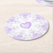 Lichte paarse sneeuwvlok & Glinsterend Hart Ronde Kartonnen Onderzetter (Gebogen)