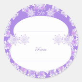 Lichte paarse sneeuwvlok & Glinsterend Hart Ronde Sticker (Voorkant)