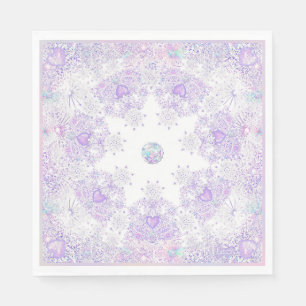 Lichte paarse sneeuwvlok & Glinsterend Hart Servet