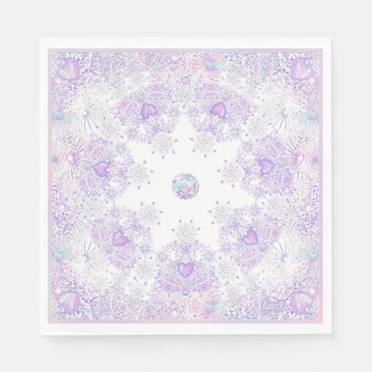 Lichte paarse sneeuwvlok & Glinsterend Hart Servet (Voorkant)