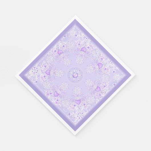 Lichte paarse sneeuwvlok & Glinsterend Hart Servet (Hoek)