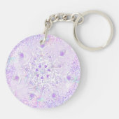 Lichte paarse sneeuwvlok & Glinsterend Hart Sleutelhanger (Achterkant)