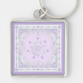 Lichte paarse sneeuwvlok & Glinsterend Hart Sleutelhanger (Voorkant)