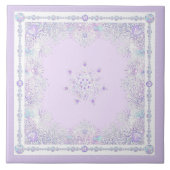 Lichte paarse sneeuwvlok & Glinsterend Hart Tegeltje (Voorkant)