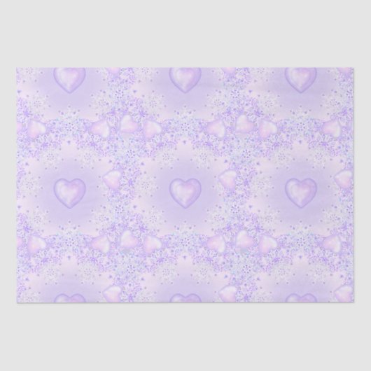 Lichte paarse sneeuwvlok & Glinsterend Hart Tissuepapier (Voorkant)