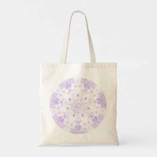 Lichte paarse sneeuwvlok & Glinsterend Hart Tote Bag (Achterkant)