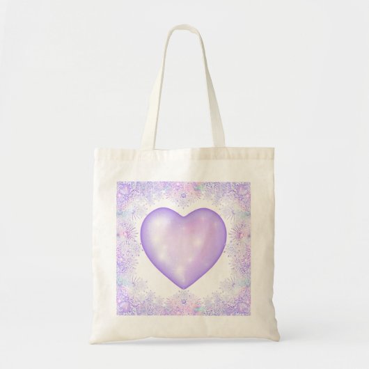 Lichte paarse sneeuwvlok & Glinsterend Hart Tote Bag (Voorkant)