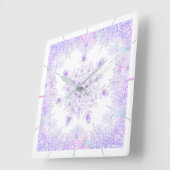 Lichte paarse sneeuwvlok & Glinsterend Hart Vierkante Klok (Hoek)