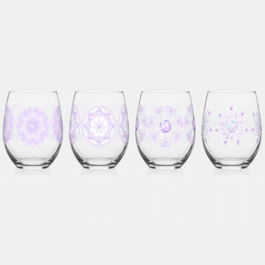 Lichte paarse sneeuwvlok & Glinsterend Hart Wijnglas Zonder Voet (Links)