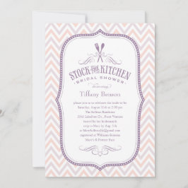 Lichte Paarse Stripes Kitchen Shower-uitnodigingen Kaart