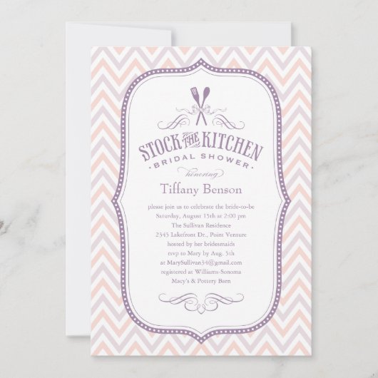 Lichte Paarse Stripes Kitchen Shower-uitnodigingen Kaart (Voorkant)