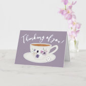 Lichte Paarse Teacup Bloemen Denken aan Je Echt Folie Wenskaart (Orchidee)