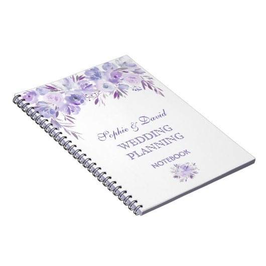 Lichte Paarse usty Blue Floral Wedding Planner Notitieboek (Rechterzijde)