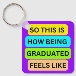 Lichte paarse vierkante sleutelhanger SO_THIS_IS_H