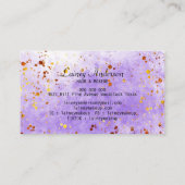 Lichte paarse waterverf faux gouden folie glitter visitekaartje (Achterkant)