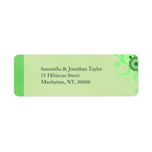 Lichte pasta Groene Floral Return Address Labels (Voorkant)