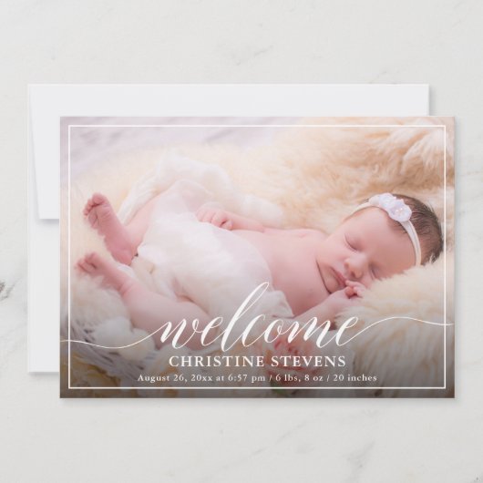 Lichte pasta Paars 3 Aankondiging van geboorte fot (Voorkant)