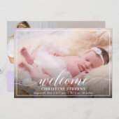 Lichte pasta Paars 3 Aankondiging van geboorte fot (Voorkant / Achterkant)