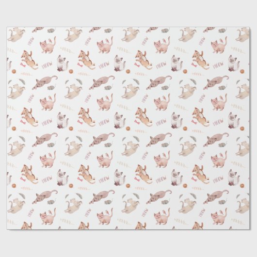 Lichte pasta Roze blush Cat Kat Cadeau Cadeaupapier (Vlak)