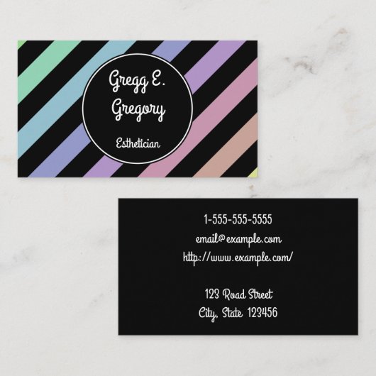 Lichte pasta Striped Estheticiaans Visitekaartje (Voorkant / Achterkant)