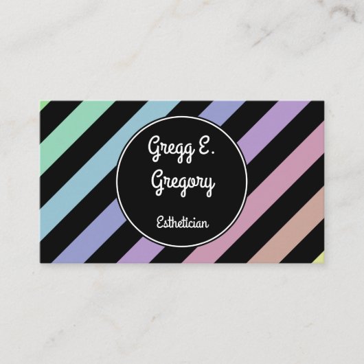 Lichte pasta Striped Estheticiaans Visitekaartje (Voorkant)