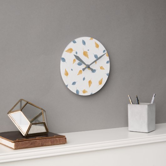 Lichte Pastel Beige Minimalistische Bladeren Patro Ronde Klok (Kantoor)