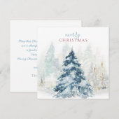 Lichte Pastel Blauwe Kerstboom Waterverf Feestdagenkaart (Voorkant / Achterkant)