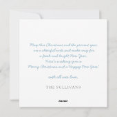 Lichte Pastel Blauwe Kerstboom Waterverf Feestdagenkaart (Achterkant)