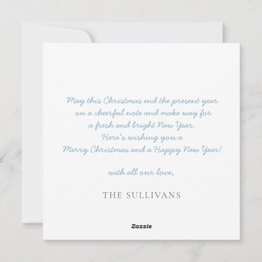 Lichte Pastel Blauwe Kerstboom Waterverf Feestdagenkaart (Achterkant)