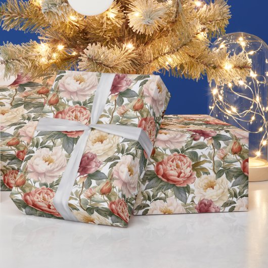 Lichte Pastel Bloemendessinpatroon Cadeaupapier (Feestdagen)