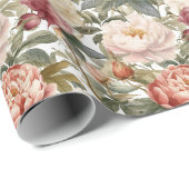 Lichte Pastel Bloemendessinpatroon Cadeaupapier (Rol Hoek)