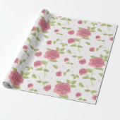 Lichte Pastel Bloemendessinpatroon Cadeaupapier (Uitgerold)