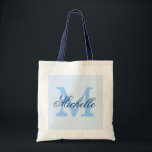 Lichte pastel- en marinesolonmonogram bruiloft can tote bag<br><div class="desc">Lichte pastel- en marineblauwe bruiloft-canvas tas met gepersonaliseerd monogram.  ontwerp met een stijlvol design. Aanpassen voor bruidsmeisjes,  bloemmeisjes,  eremiddel,  bruidsmoeder,  gasten,  enz. Elegant manuscripttekst voor naam. Goud initiaal.</div>