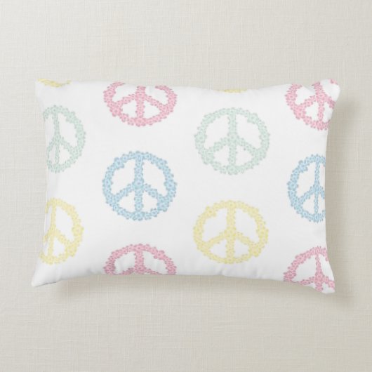 lichte pastel en wit vredesbord rechthoekig kussen (Achterkant)