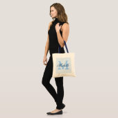 Lichte pastel & marineblauwe monogram trouwtassen tote bag (Voorkant (model))