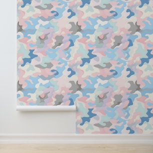 Lichte pastelcamouflage behang