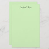 Lichte Pastelgroene Monogramnaam Aangepaste Kleur  Briefpapier (Voorkant / Achterkant)