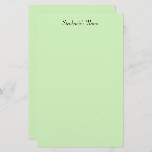 Lichte Pastelgroene Monogramnaam Aangepaste Kleur  Briefpapier (Voorkant / Achterkant)