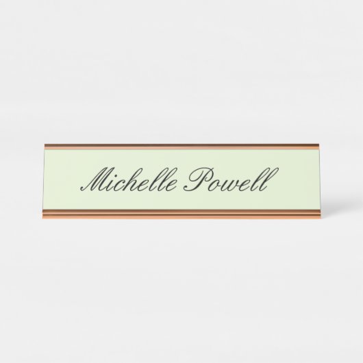 Lichte Pastelkleur Moderne Script Trend Bureau Naambordje (Voorkant)