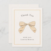 Lichte Peach Plaid Bow Elegant Baby shower Bedankkaart (Voorkant / Achterkant)