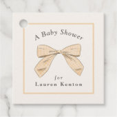 Lichte Peach Plaid Bow Elegant Neutraal Baby showe Bedankjes Labels (Voorkant)