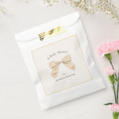 Lichte Peach Plaid Bow Elegant Neutraal Baby showe Bedankzakje (Gezegeld)