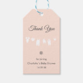 Lichte perzik Elegant Dank u Baby Meisje Douche Cadeaulabel (Voorkant)