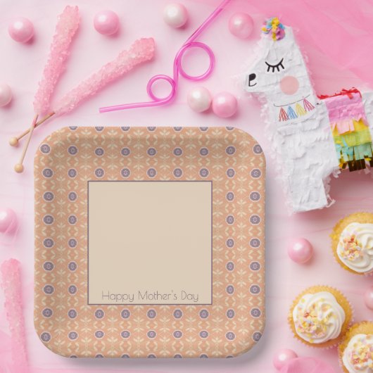 Lichte perzik en Paarse Papieren Bordje (Feest)